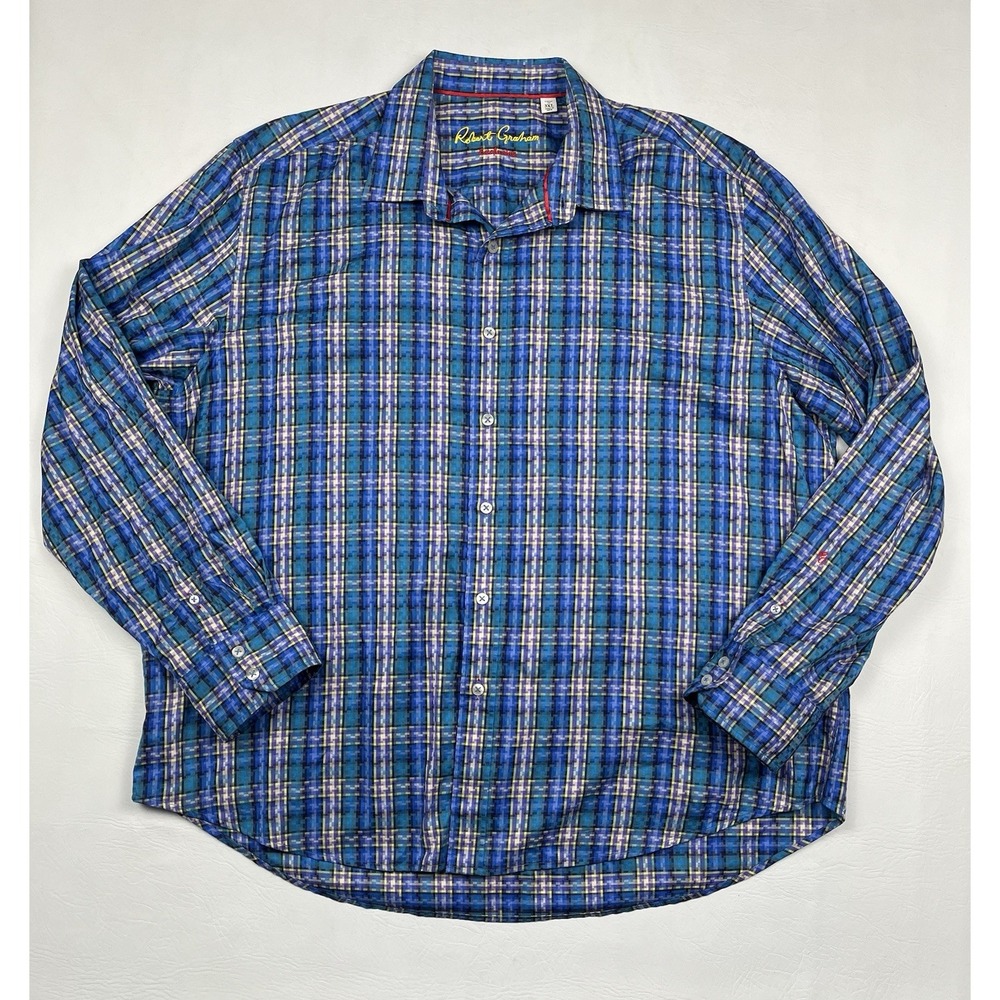 Robert Graham Exclusive San Gabriel Shirt Mens 3XL Blue Green Button Up